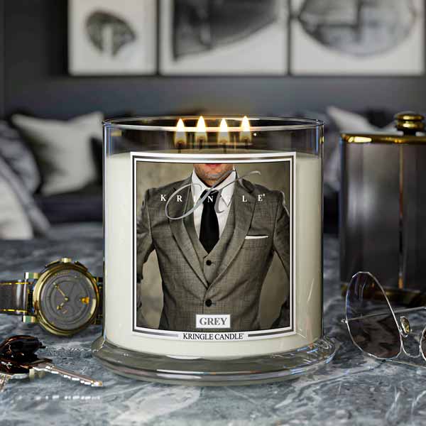 Grey XL Jar 4-Wick NEW! | Soy Candle - Kringle Candle Israel