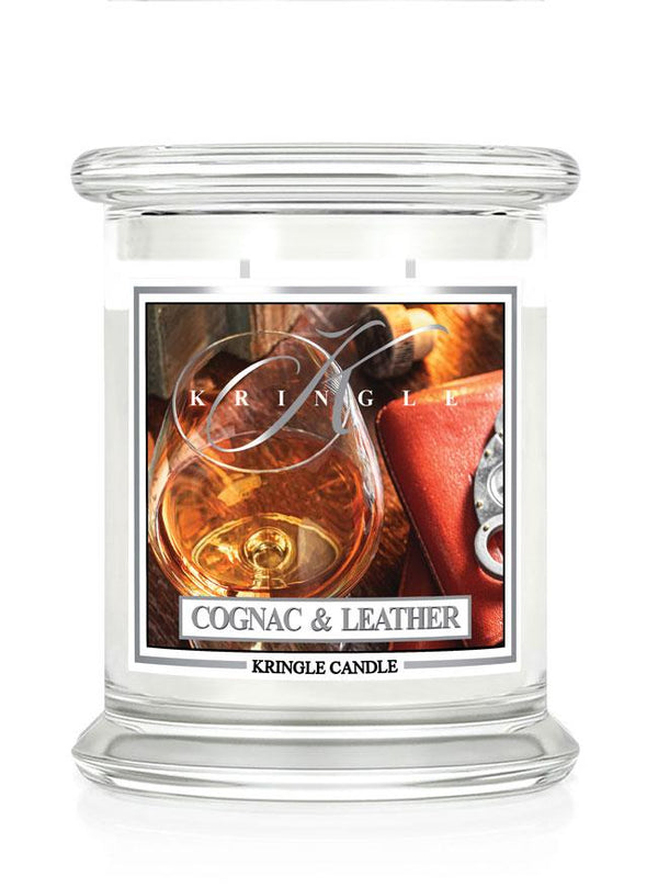 Cognac & Leather Medium Classic Jar | Soy Candle - Kringle Candle Israel