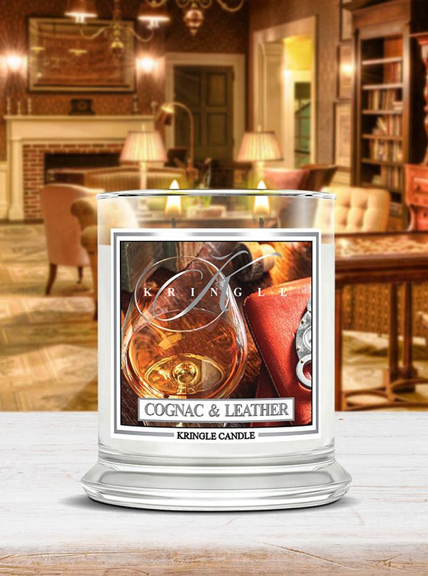 Cognac & Leather Medium Classic Jar | Soy Candle - Kringle Candle Israel