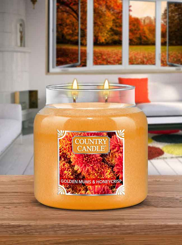 Golden Mums & Honeycrisp Medium Jar Candle - Kringle Candle Israel
